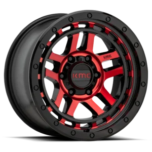 KMC KM540 RECON 17x9 6x139.7 -12mm Offset - Gloss Black Mach W/ Red Tint