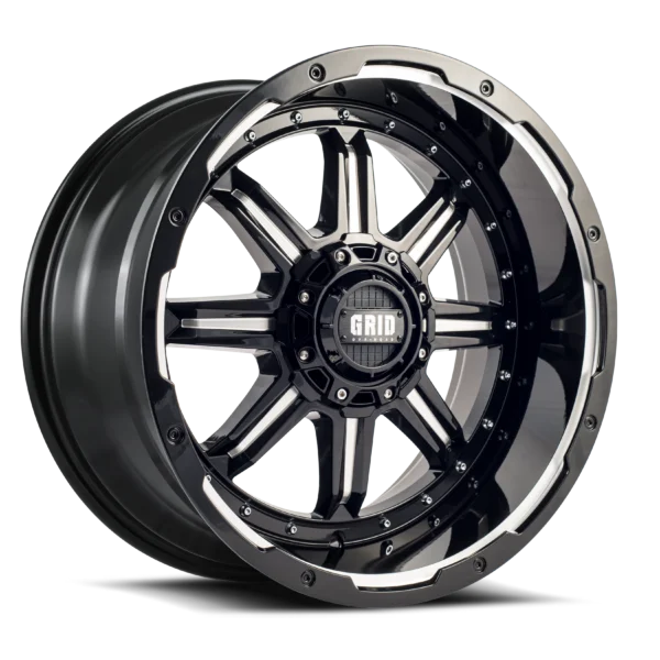 GRID Off-Road GD10 20x9.0 5x127/5x139.7 -12mm Offset - Gloss Black / Milled
