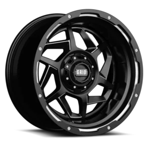 GRID Off-Road GD14 22x12.0 8x180 -44mm Offset - Gloss Black / Milled