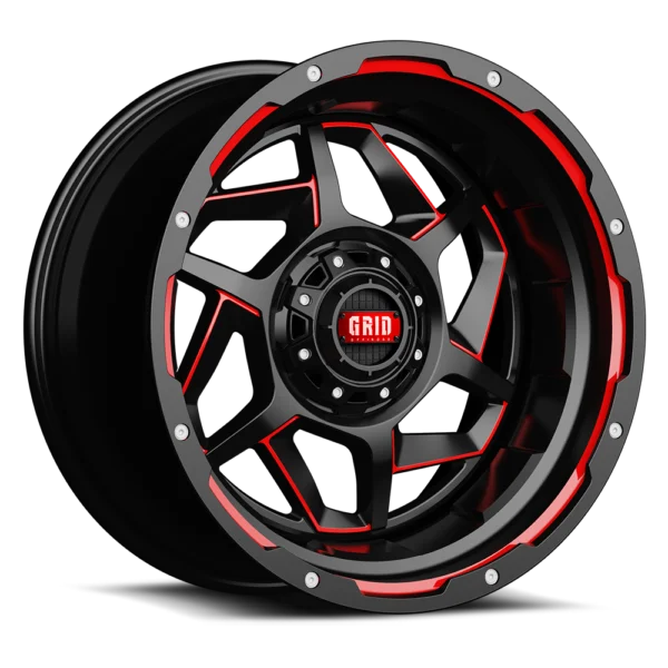 GRID Off-Road GD14 20x9.0 6x135 15mm Offset - Gloss Black / Red