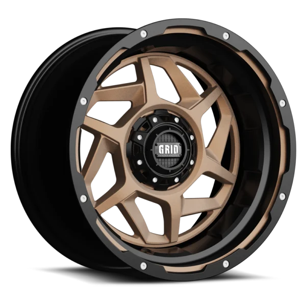 GRID Off-Road GD14 22x12.0 5x114.3/5x127 -44mm Offset - Gloss Bronze / Blk Lip