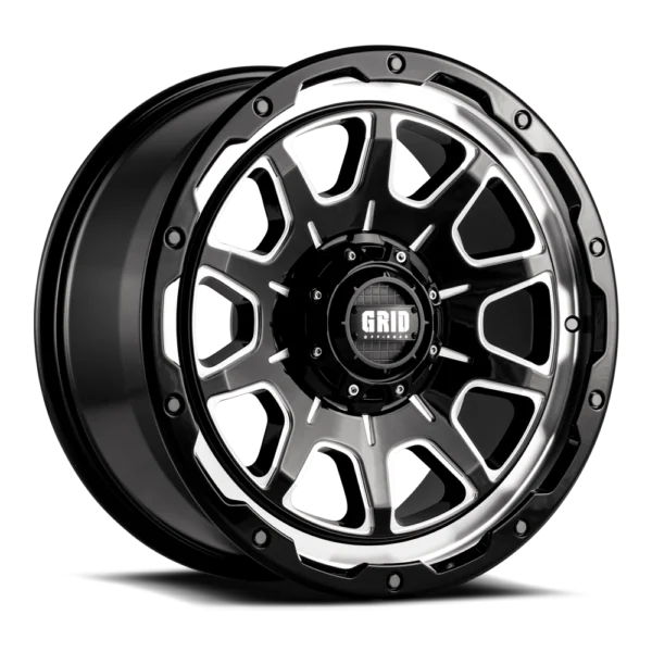GRID Off-Road GD15 17x9.0 5x127/5x139.7 -12mm Offset - Gloss Black / Milled