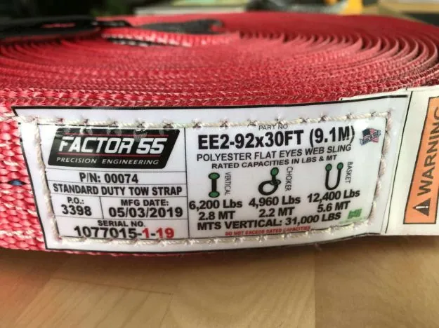 Factor 55 Standard Duty Tow Strap 30' X 2"