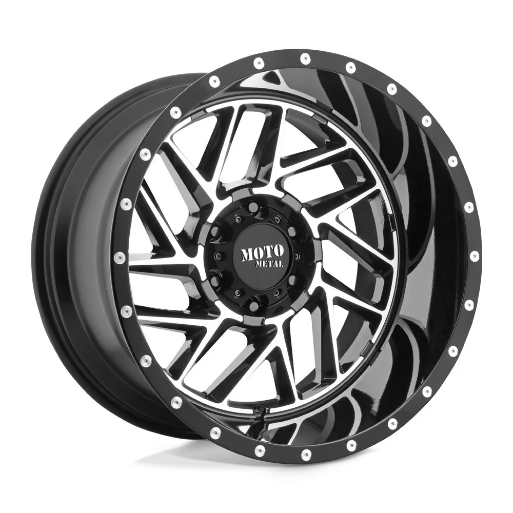 Moto Metal MO985 Breakout in Gloss Black Machined - photo may show a different lug count; this part is 5x127