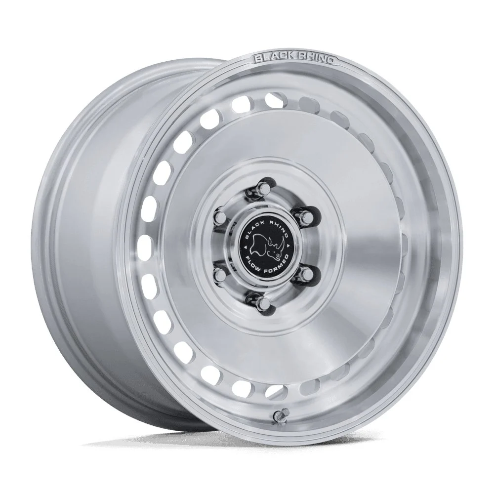 Black Rhino BR036 Basin in Gloss Silver Machined - photo may show a different lug count; this part is 6x139.7