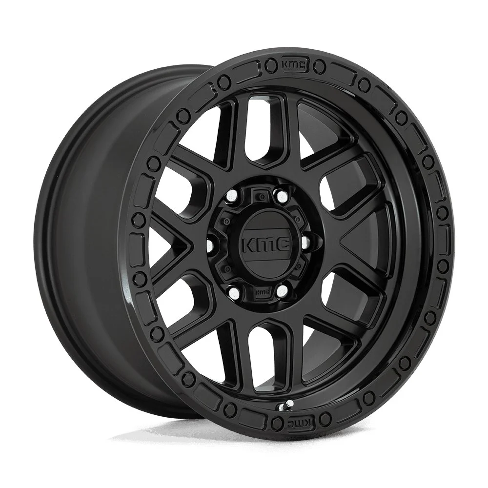 KMC KM544 Mesa in Satin Black w/ Gloss Black Lip - photo may show a different lug count; this part is 8x170