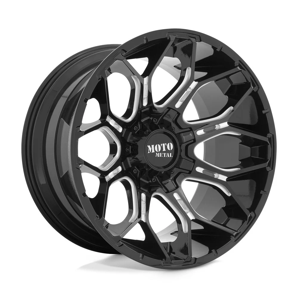 Moto Metal MO808 Sniper in Gloss Black Milled - photo may show a different lug count; this part is 8x170