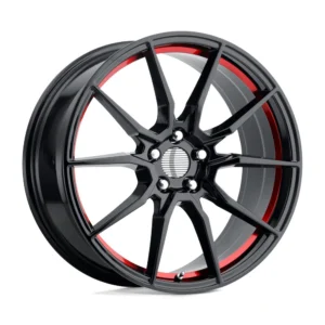Performance Replicas PR193 in Gloss Black Red Machined - photo may show a different lug count; this part is 5x114.3