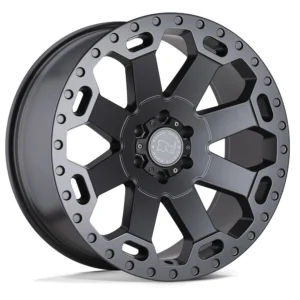 Black Rhino Warlord in Matte Gunmetal - photo may show a different lug count; this part is 8x170