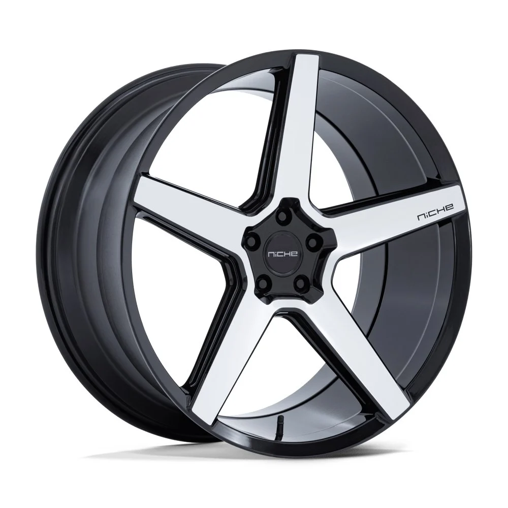 Niche NC283 Modena in Gloss Black Machined Face - photo may show a different lug count; this part is 5x114.3