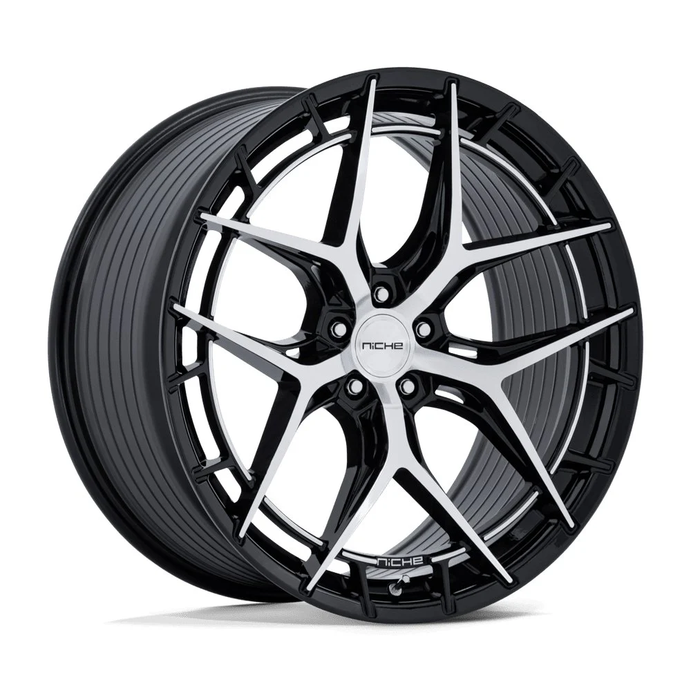 Niche NC286 Riviera in Gloss Black Machined - photo may show a different lug count; this part is 5x112