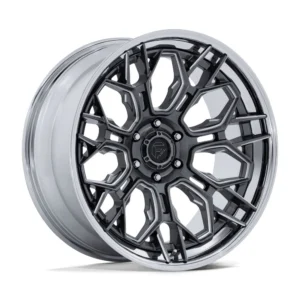 Fuel Off-Road FC409 Hive in Gloss Gunmetal w/ Chrome Lip - photo may show a different lug count; this part is 6x139.7