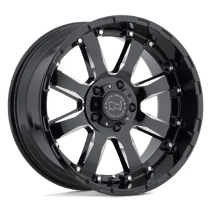 Black Rhino Sierra in Gloss Black Milled - photo may show a different lug count; this part is 6x139.7