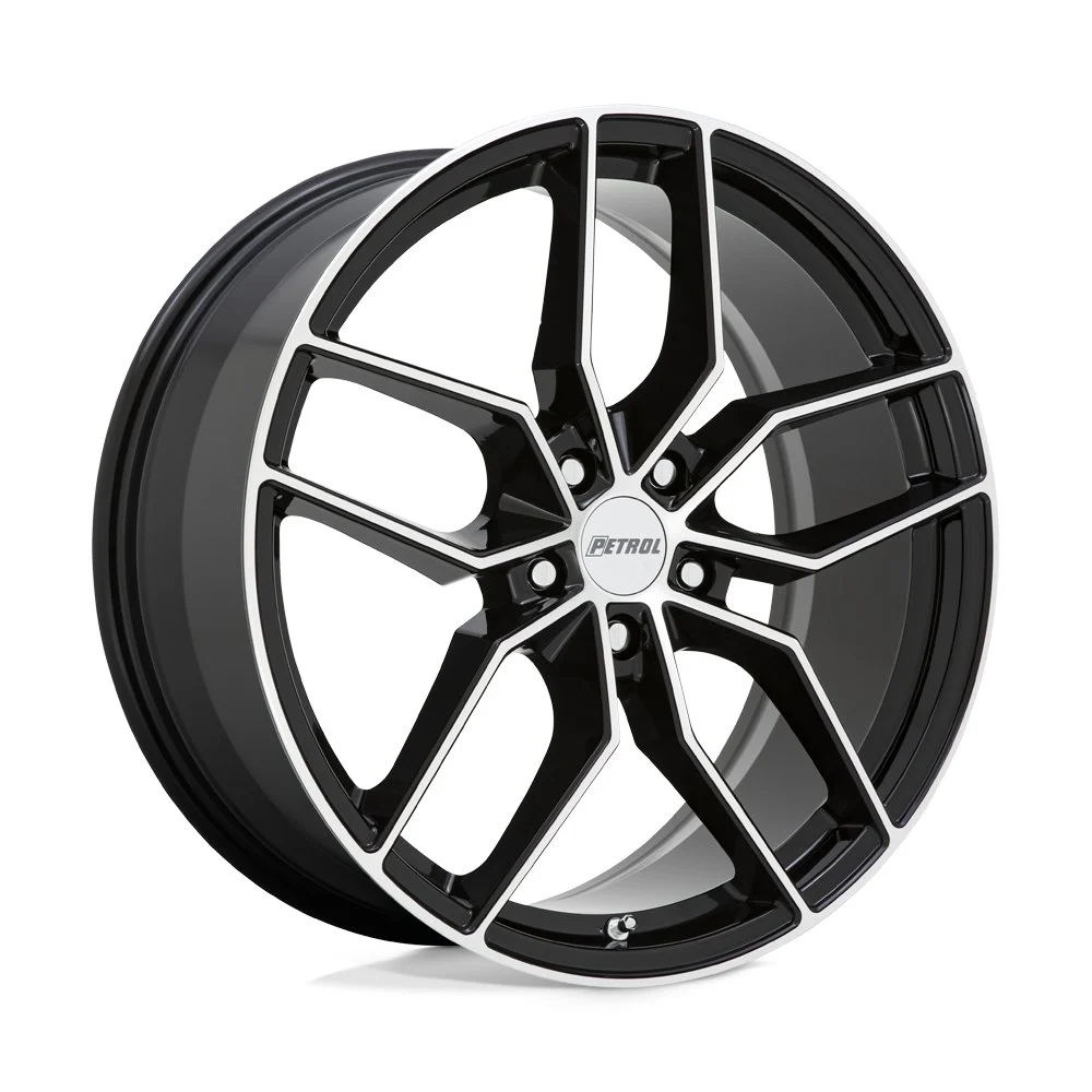 Petrol P5C in Gloss Black Machined - photo may show a different lug count; this part is 5x110